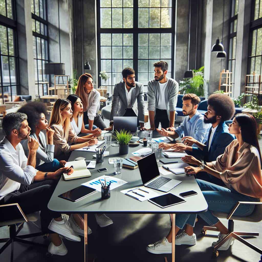 Building a startup team in discussion.