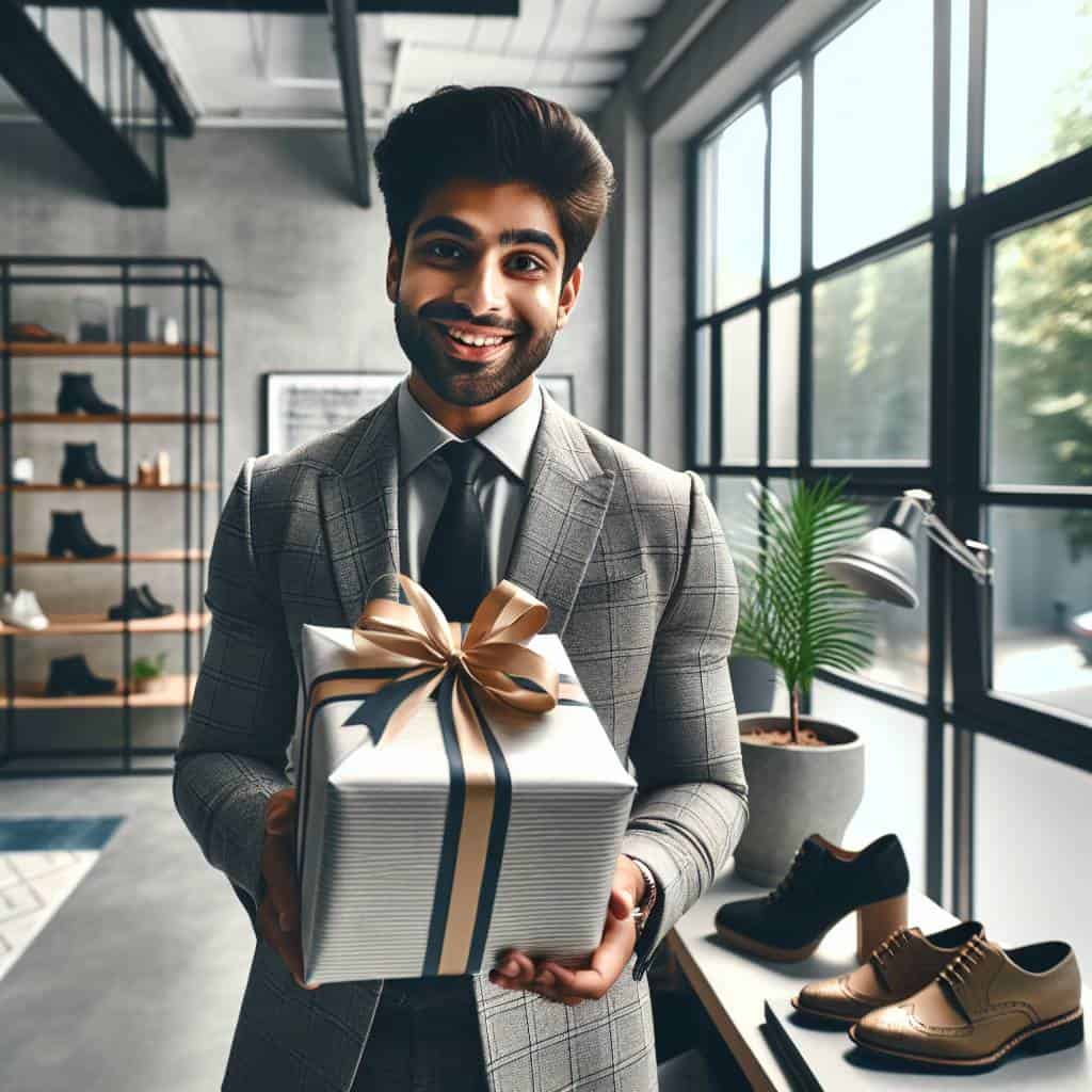Celebrating achievements with self-rewards, smiling professional.
