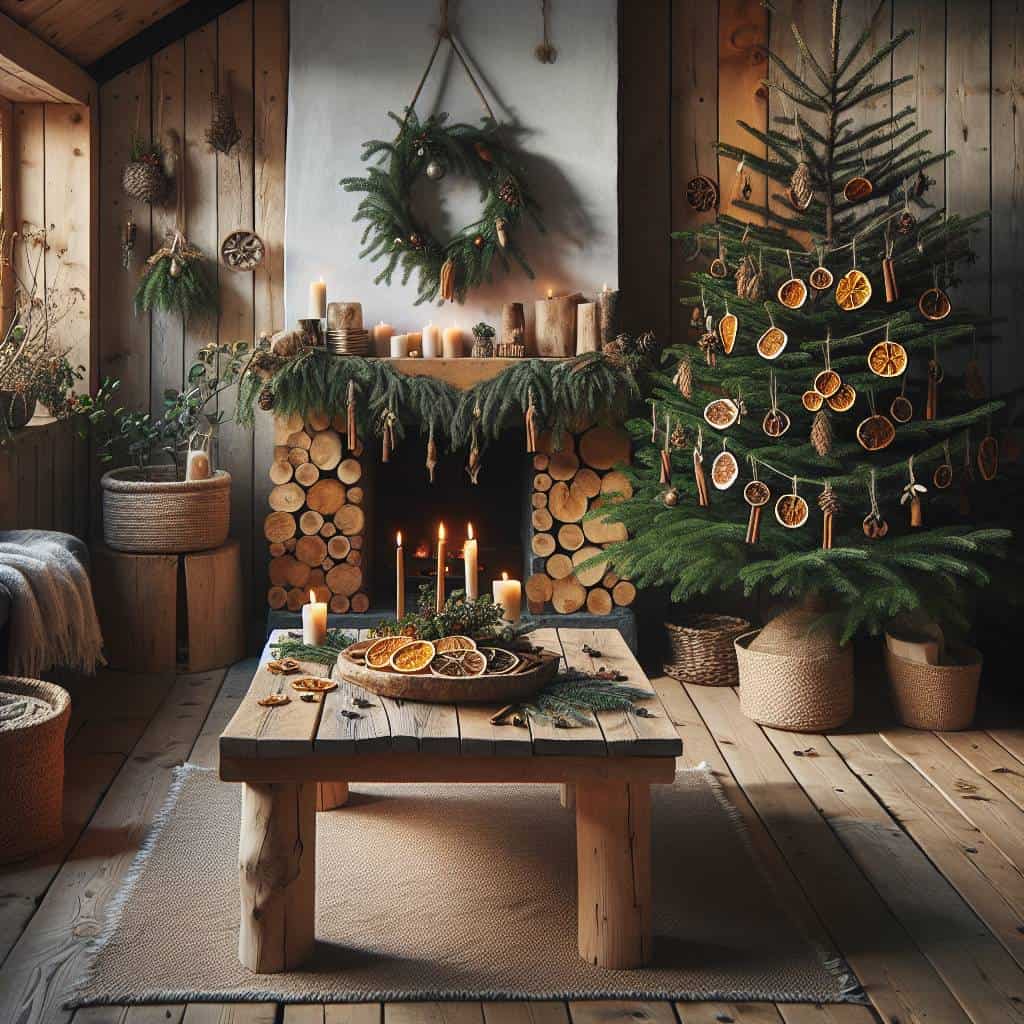 Sustainable holiday decorating with natural materials.
