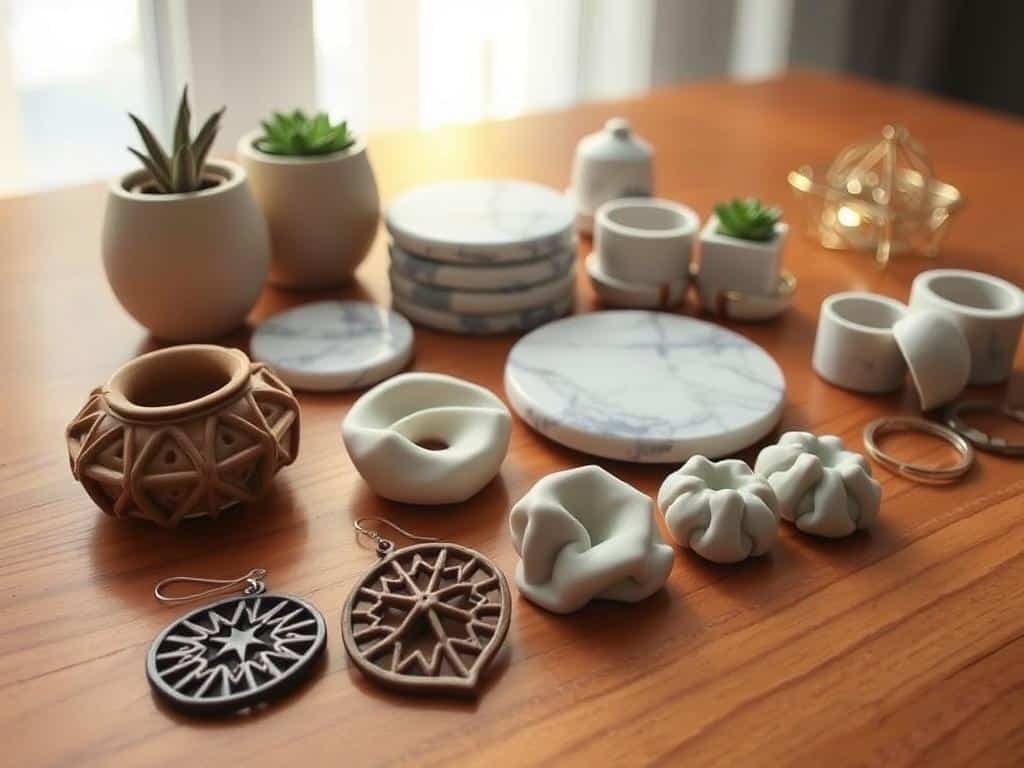 DIY earrings, incense holders, marble coasters, pot planters, key rings